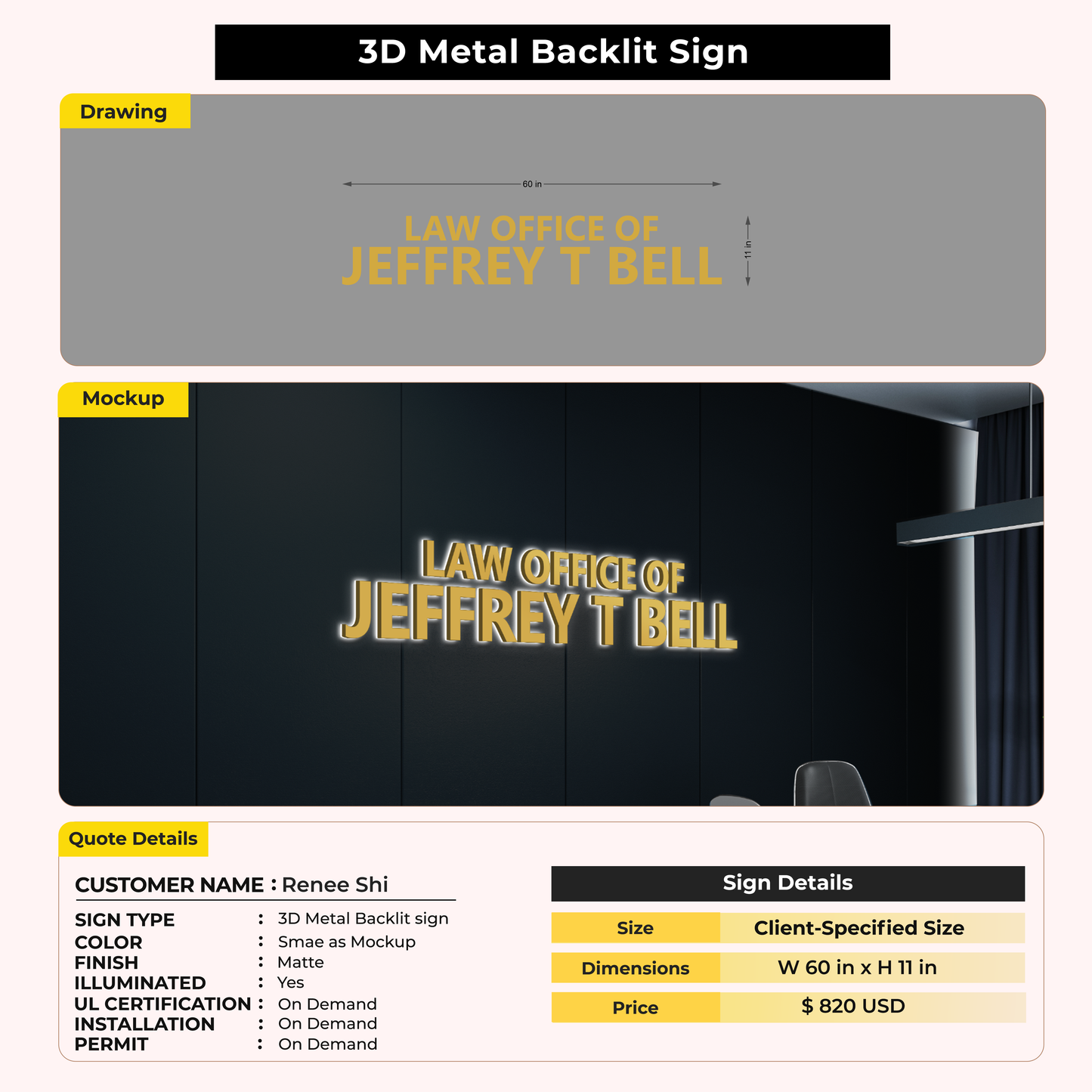 custom Signs for Renee Shi