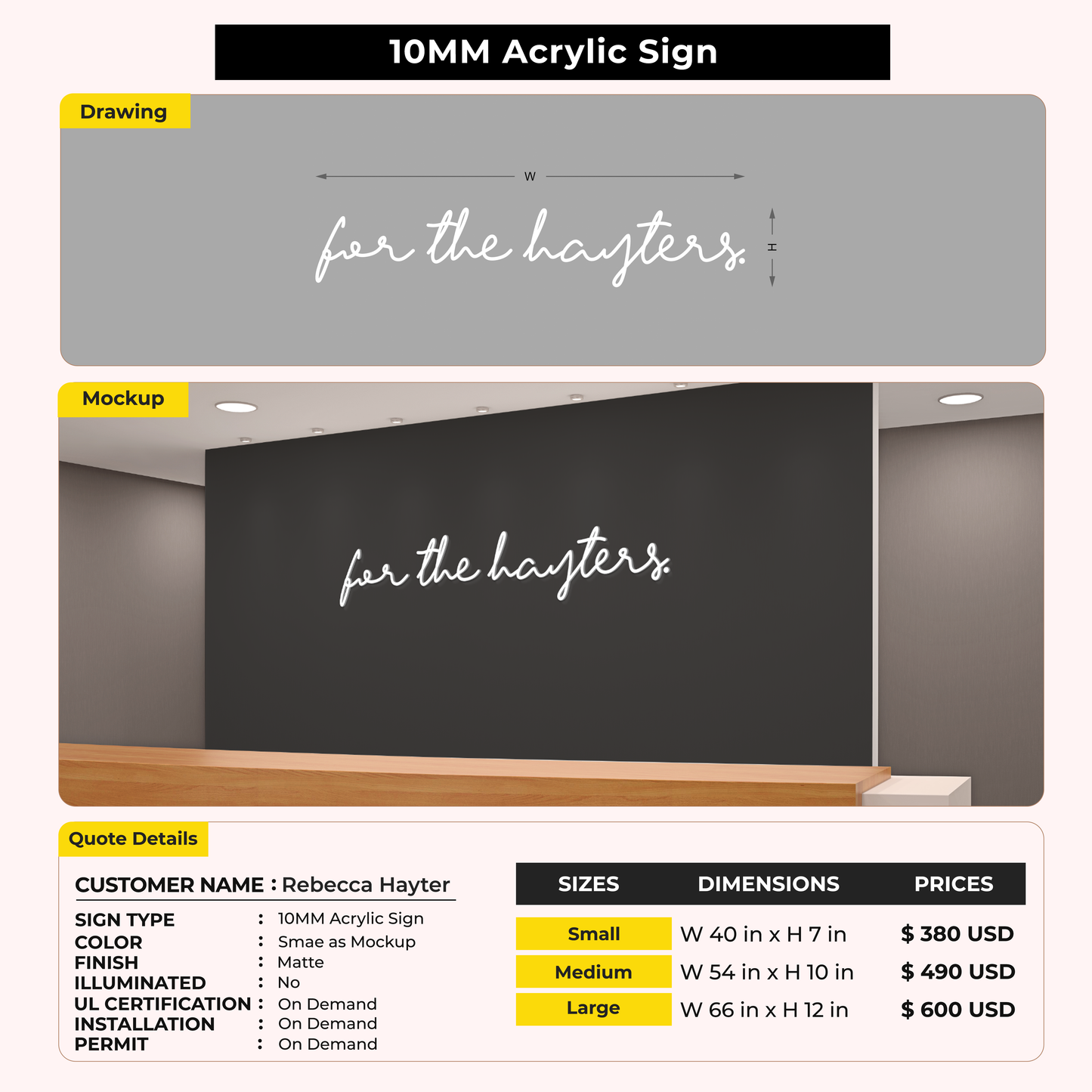 Custom Signs for Rebecca Hayter