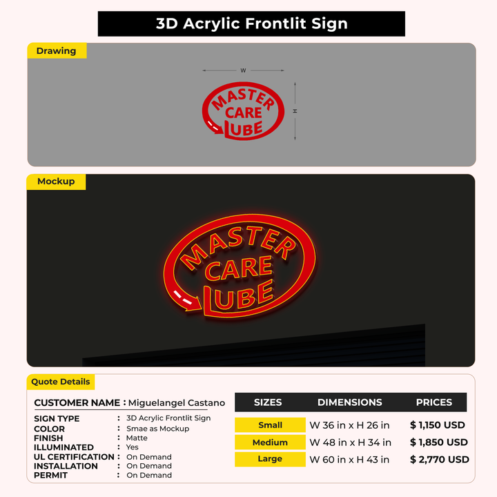 Custom Signs for Miguelangel Castano
