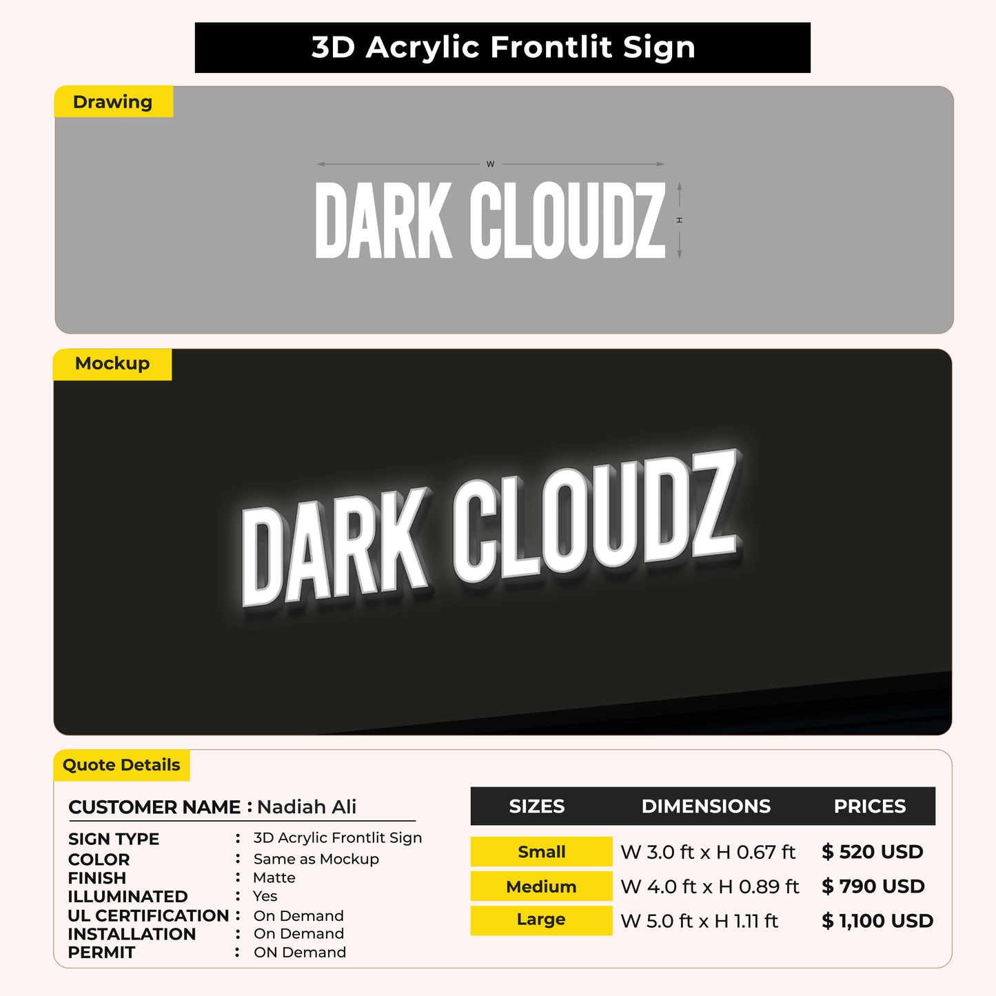 Custom Signs for Nadiah Ali