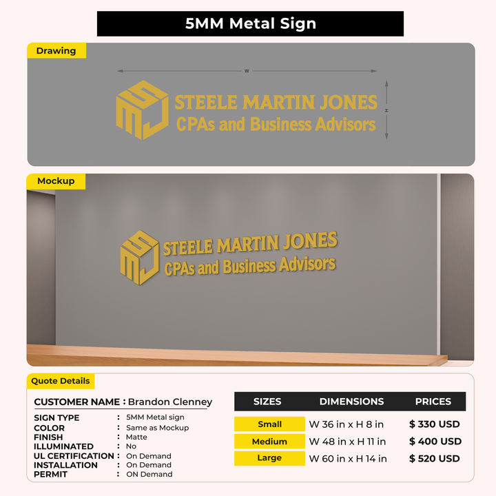 5MM Metal Signs for Brandon Clenney