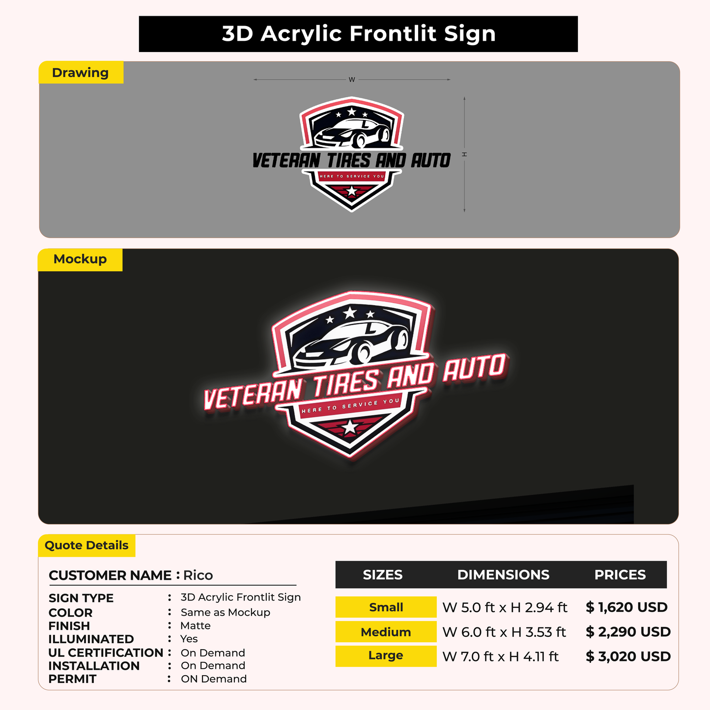 Custom Signs for Rico