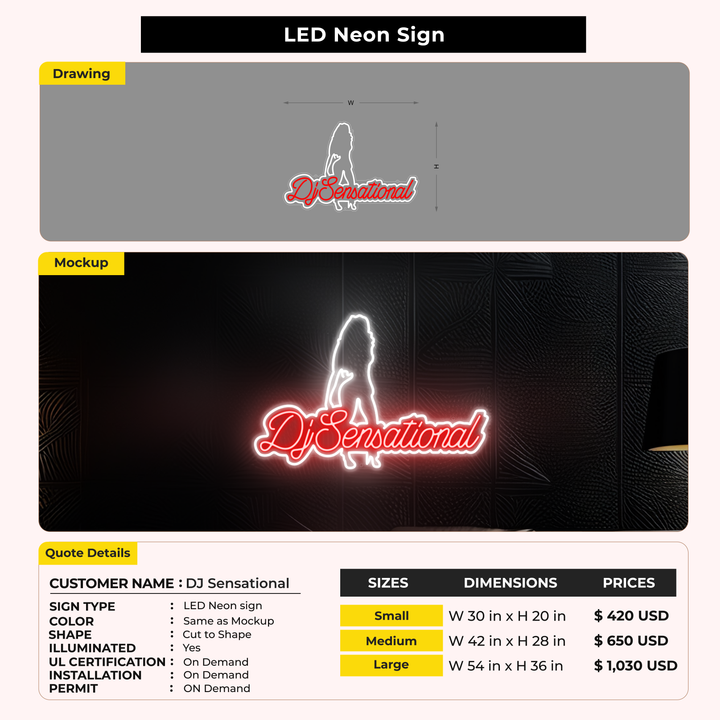LED Neon Sign for DJ Sensational
