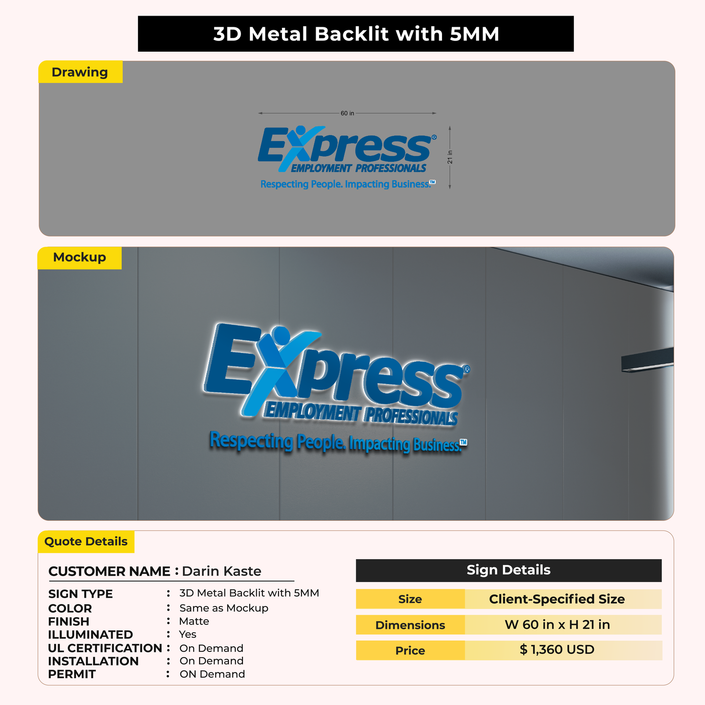 Custom Signs for Darin Kaste