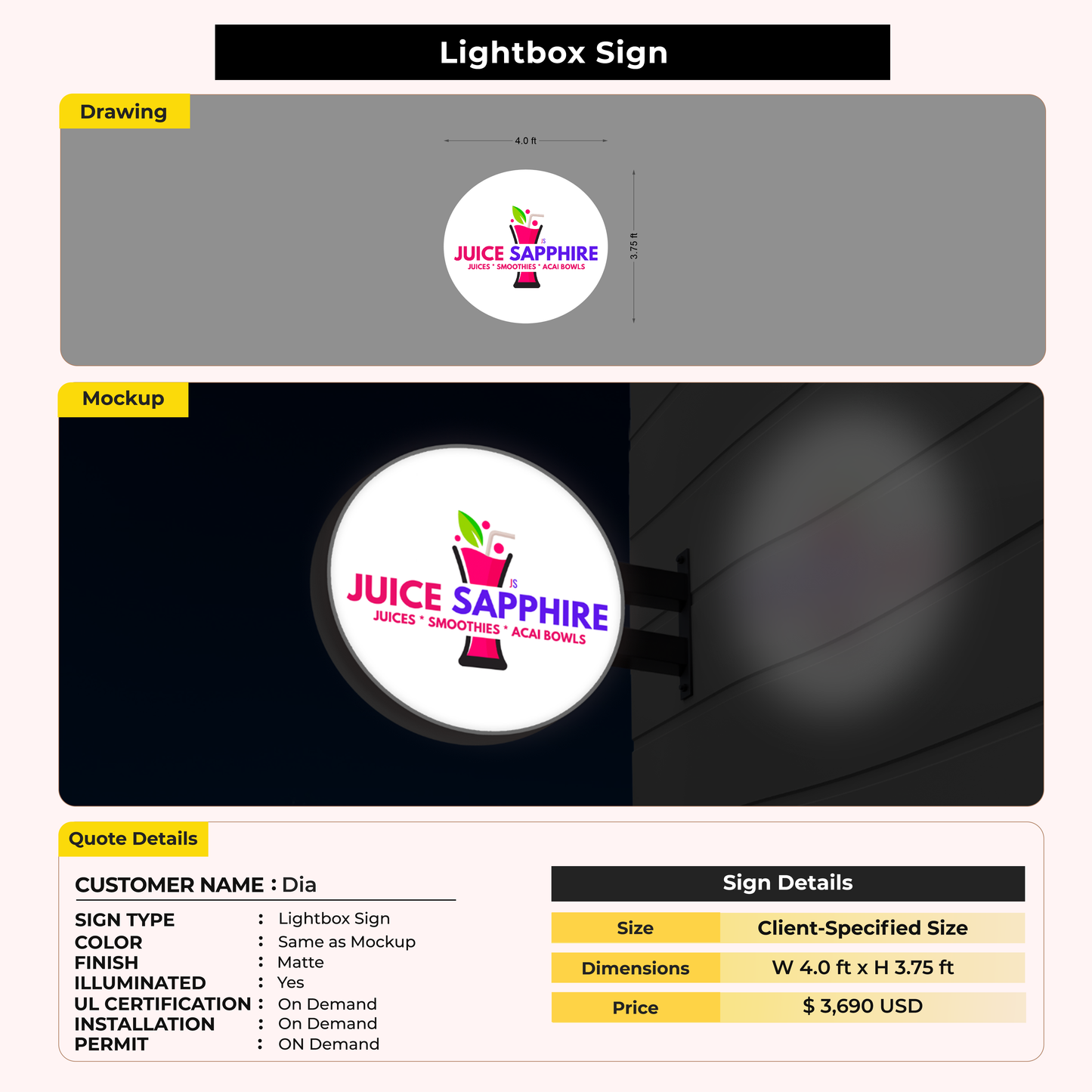 Custom Signs for Dia