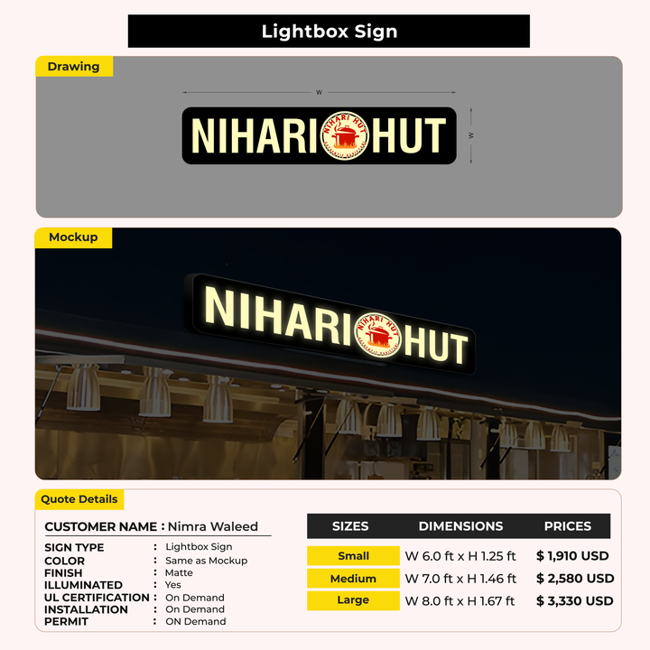 Custom Signs for Nimra Waleed