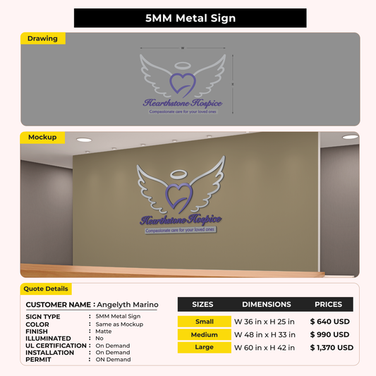 5MM Metal Sign for Angelyth Marino