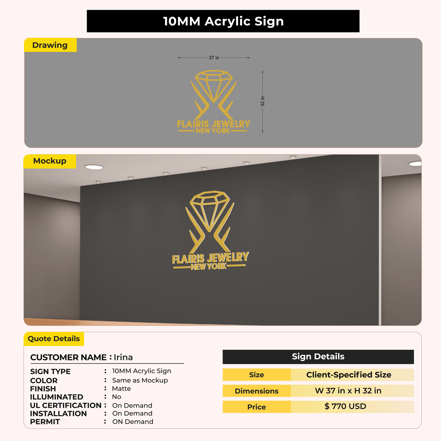 5MM Metal Signs For Irina