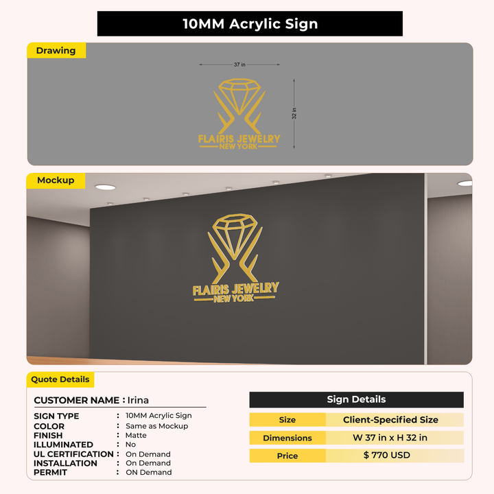 5MM Metal Signs For Irina