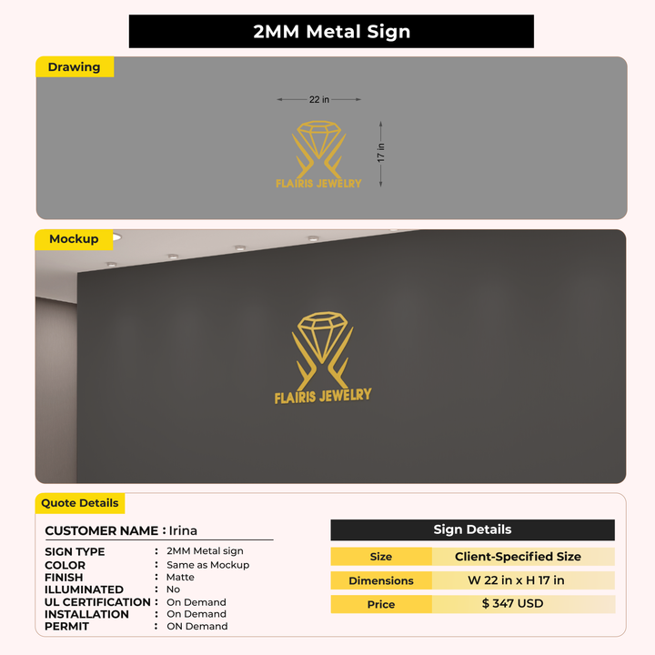 5MM Metal Signs For Irina
