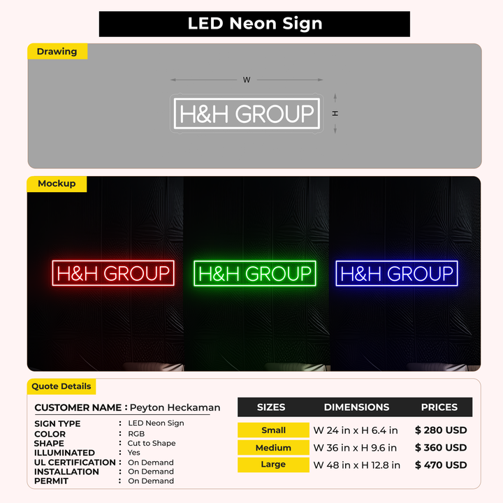 LED Neon Sign for Peyton Heckaman