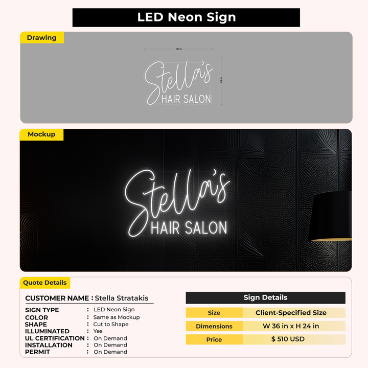 LED Neon Sign Stella Stratakis