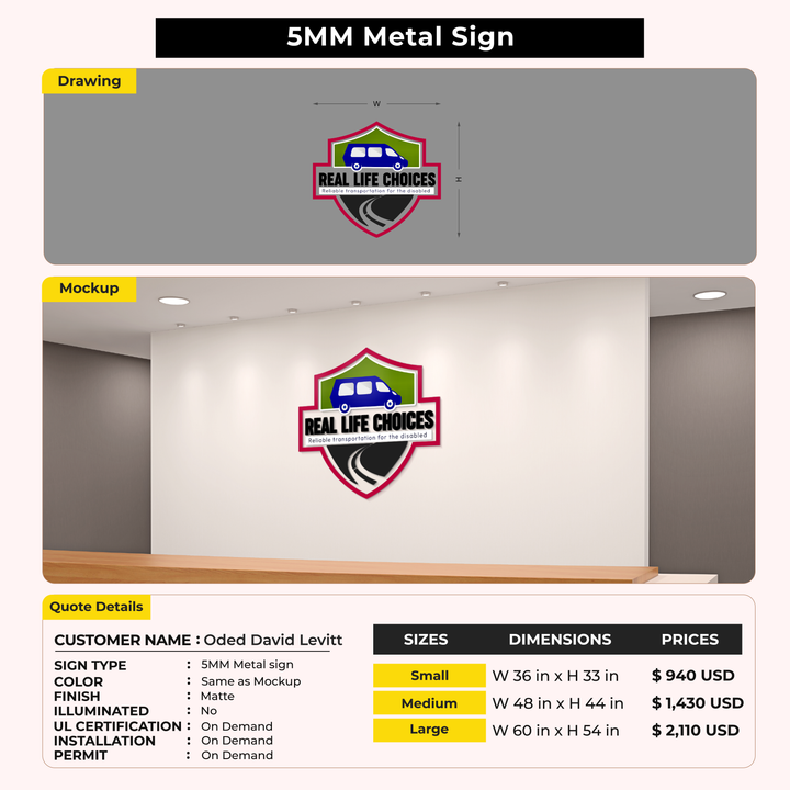 Custom Signs for Oded David Levitt