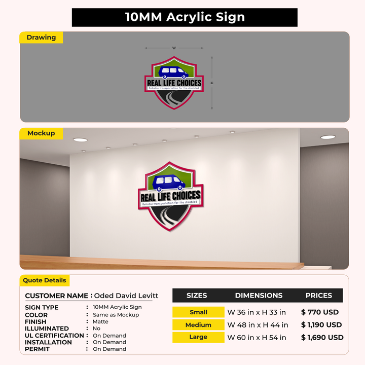 Custom Signs for Oded David Levitt