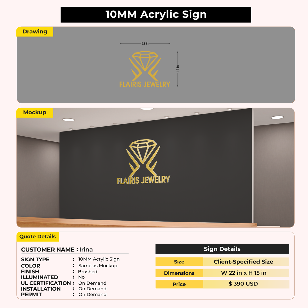 5MM Metal Signs For Irina