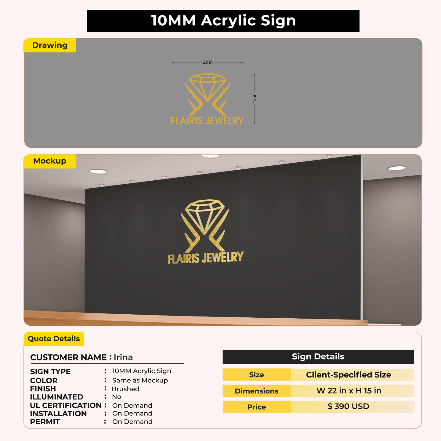 5MM Metal Signs For Irina