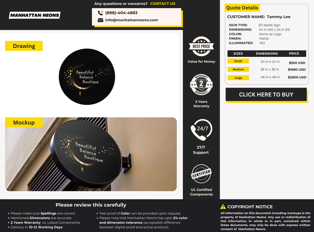 3D Blade Sign for Tammy Lee