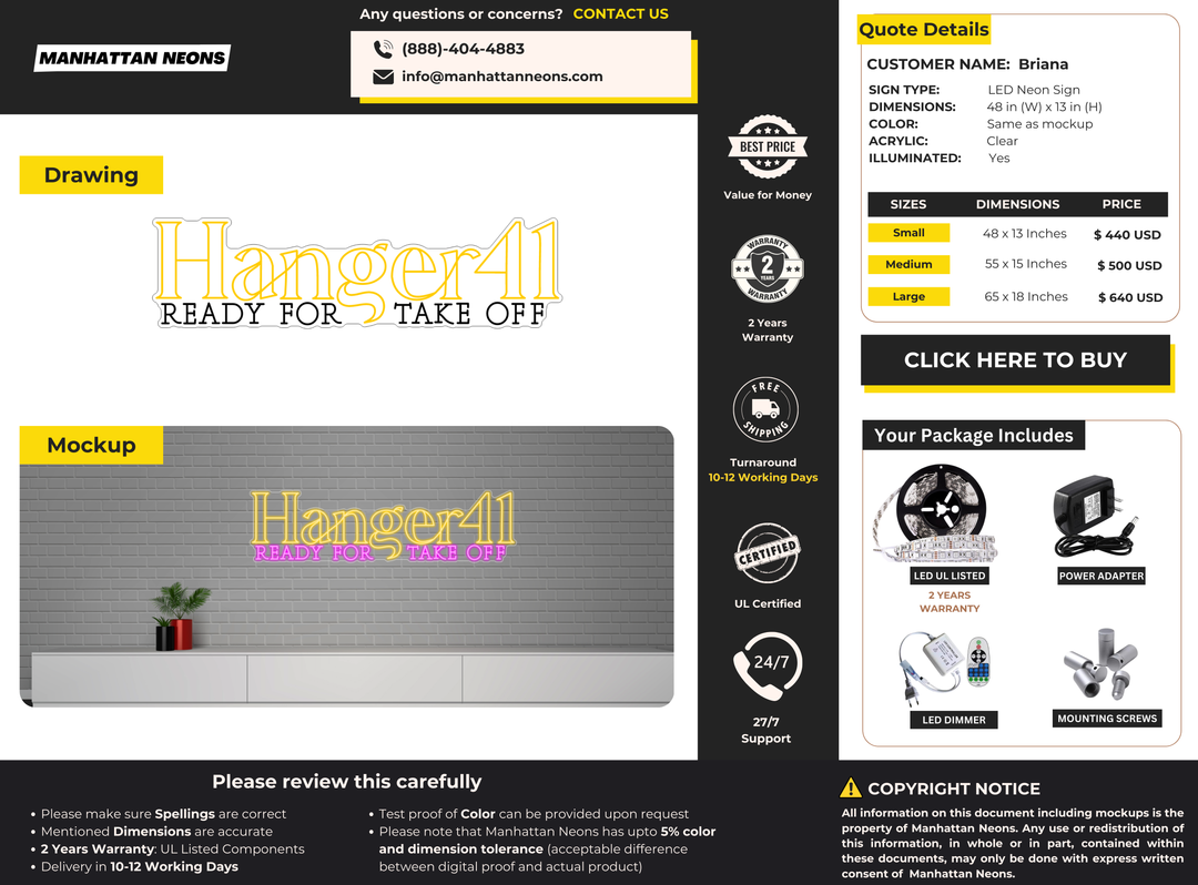 LED neon sign for Briana