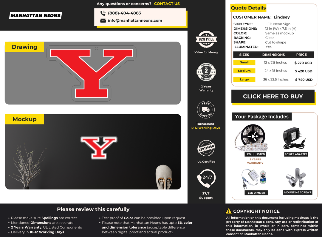 LED neon sign for Lindsey