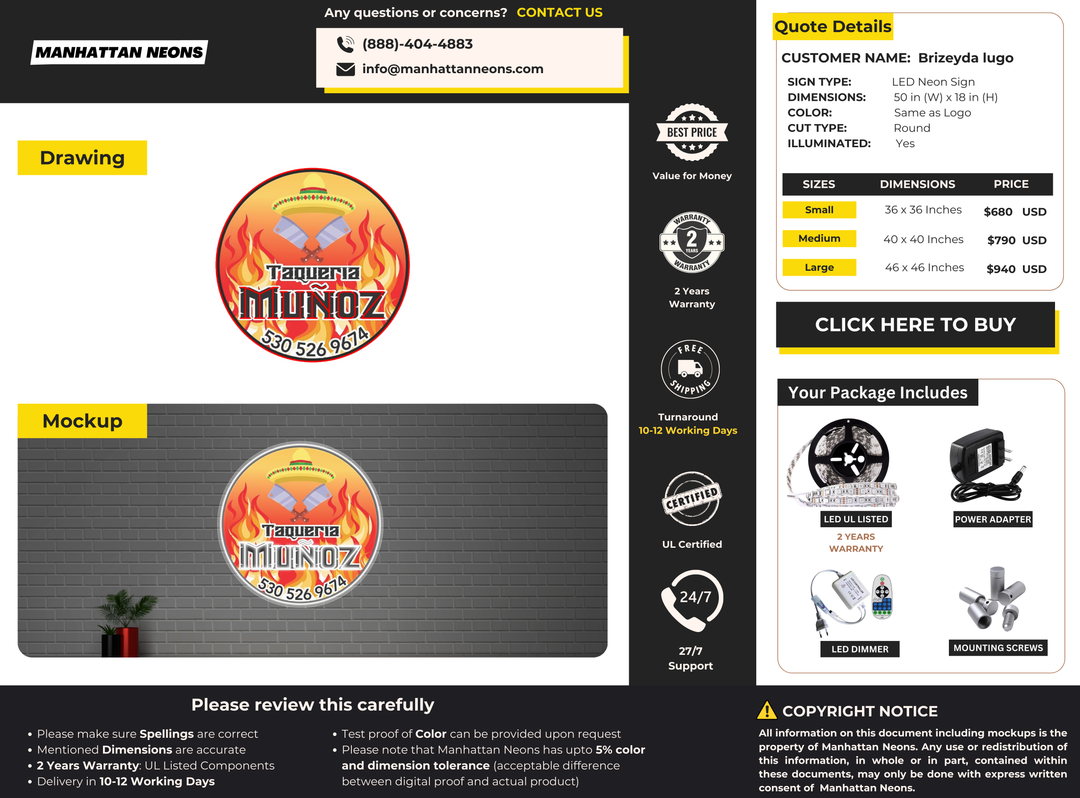 LED neon sign for Brizeyda lugo