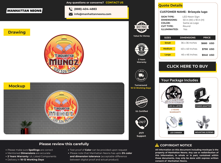 LED neon sign for Brizeyda lugo