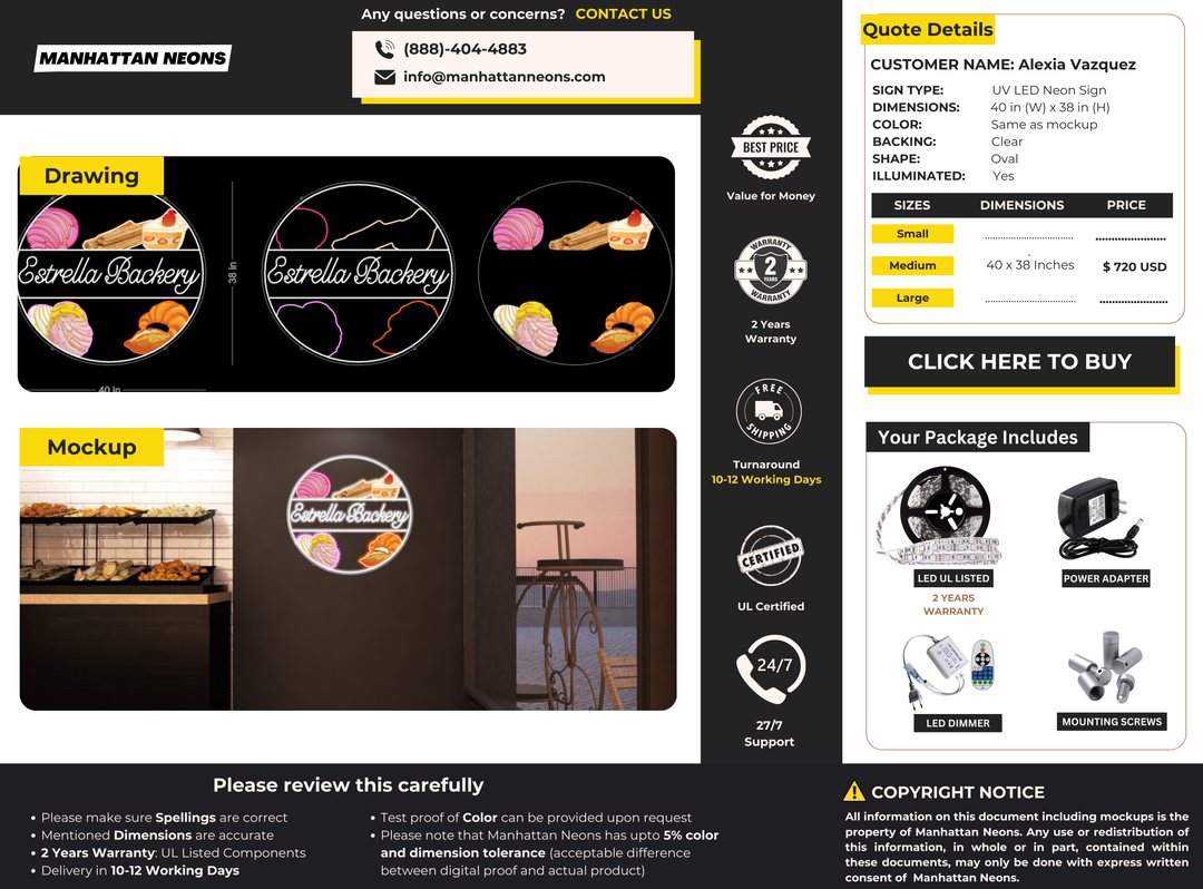 UV LED Neon Sign For Alexia Vazquez