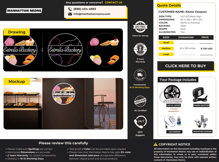 UV LED Neon Sign For Alexia Vazquez