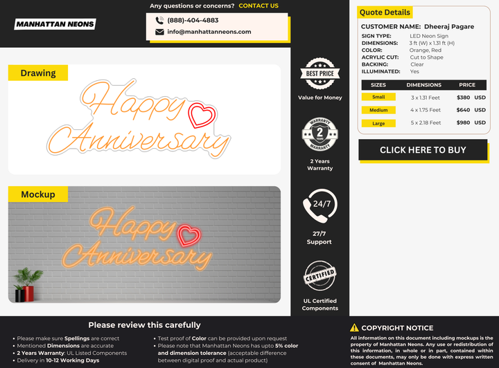 Led Neon Sign for Dheeraj Pagare