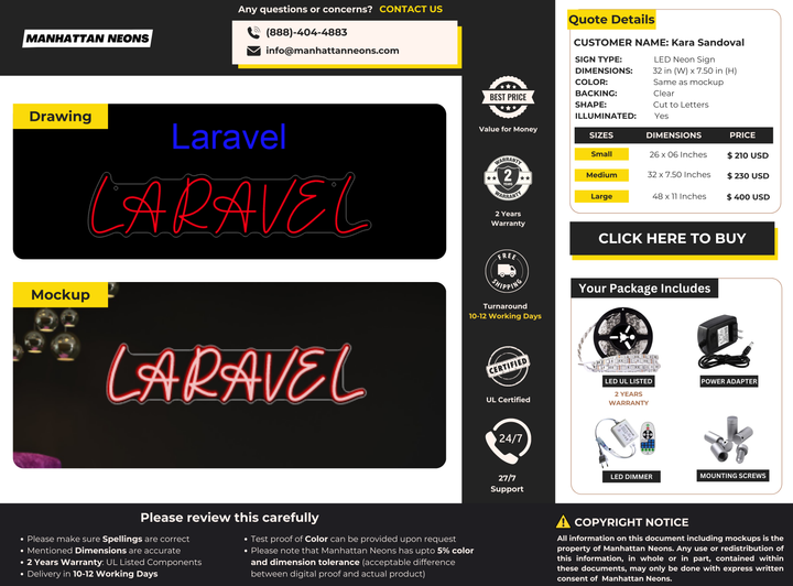 LED Neon Sign for Kara Sandoval