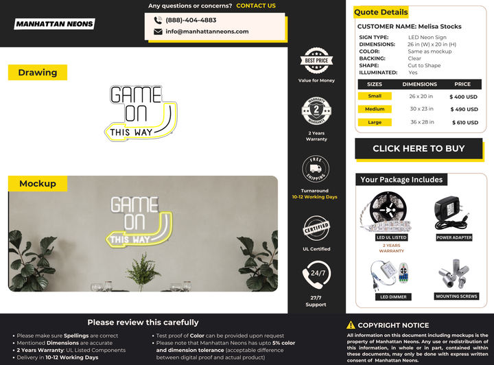 LED Neon Sign For Melisa Stocks