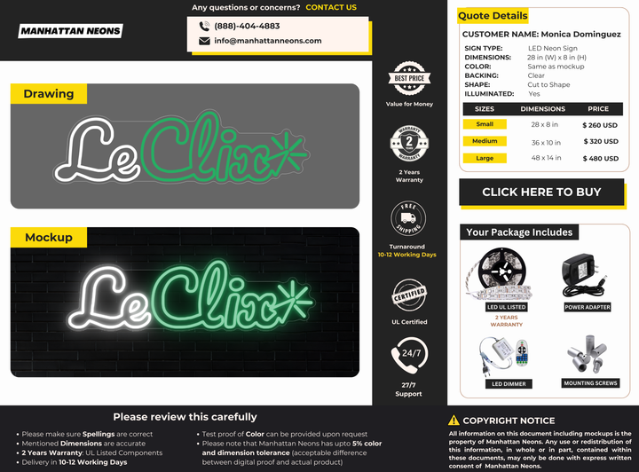 Led Neon Sign for Monica Dominguez