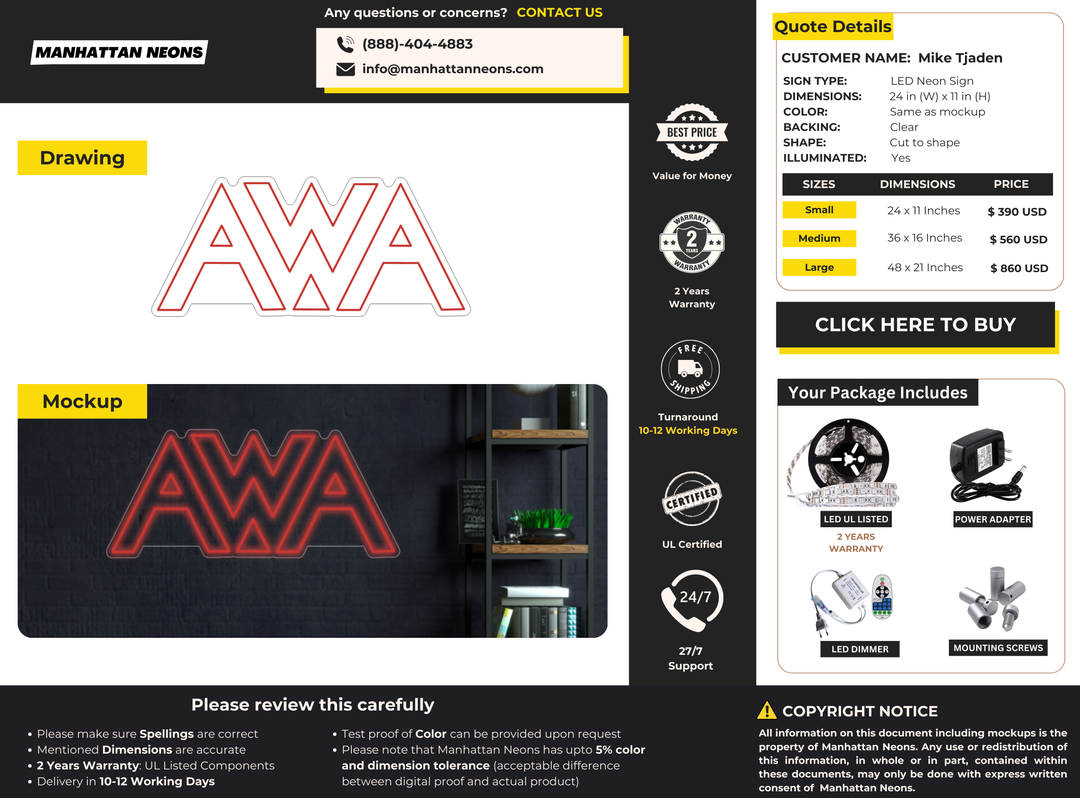 LED neon sign for Mike Tjaden