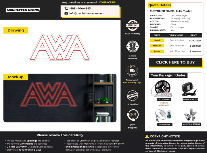 LED neon sign for Mike Tjaden