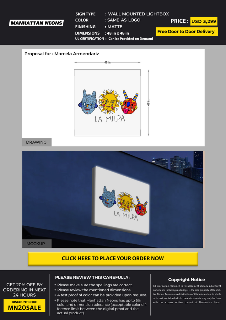 Light Box Sign for Marcela Armendariz