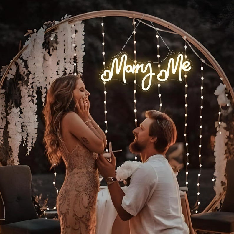 Marry Me Wedding LED Neon Sign by Neon.Shop Glowing In Wedding Arch 