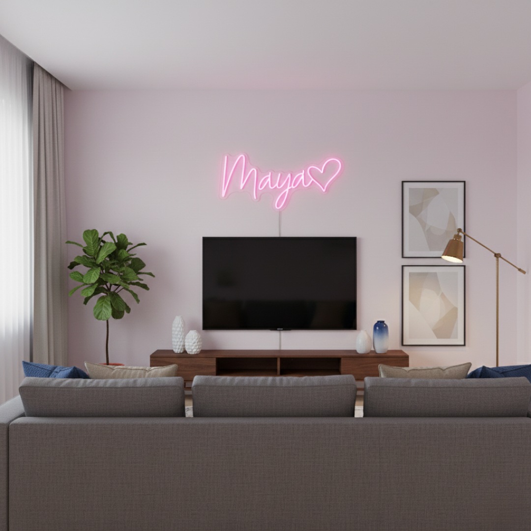 Maya LED Neon Sign, illuminated name wall décor by Neon.Shop, perfect for gifts, bedrooms, and events.”
