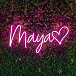 Maya LED Neon Sign, illuminated name wall décor by Neon.Shop, perfect for gifts, bedrooms, and events.”