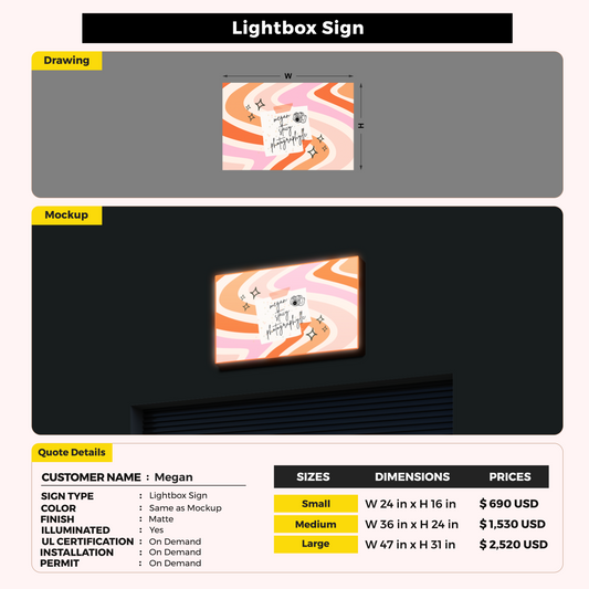 Lightbox Sign For Megan