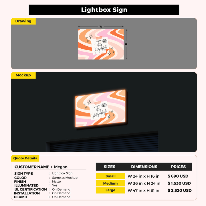 Lightbox Sign For Megan