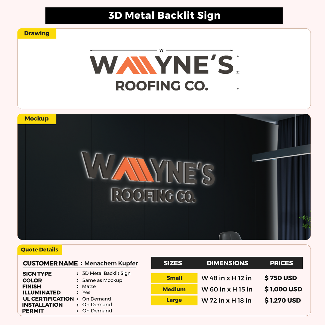 Custom Signs For Menachem Kupfer