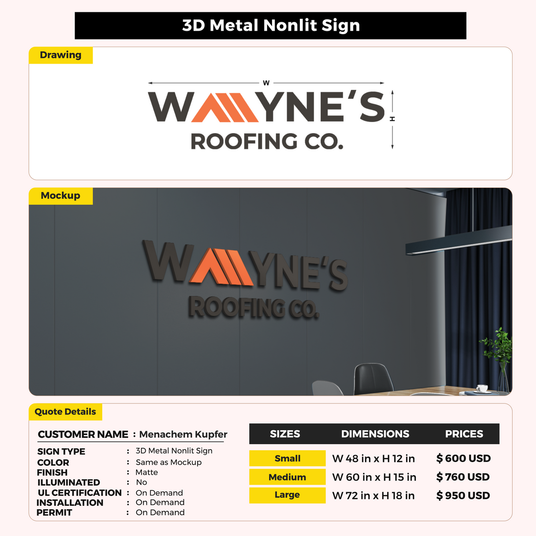 Custom Signs For Menachem Kupfer