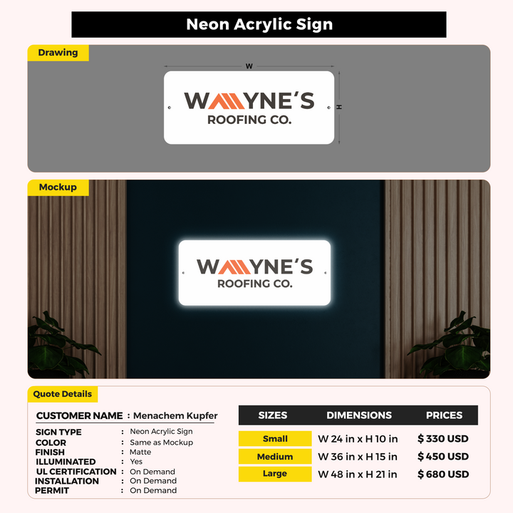 Custom Signs For Menachem Kupfer