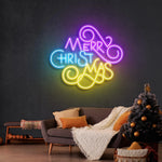 Merry Christmas Typo Neon Sign by Neon.Shop glowing in quirky vibrant LED colors for festive décor.”