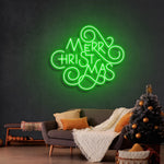 Merry Christmas Typo Neon Sign by Neon.Shop glowing in quirky vibrant LED colors for festive décor.