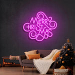 Merry Christmas Typo Neon Sign by Neon.Shop glowing in quirky vibrant LED colors for festive décor.
