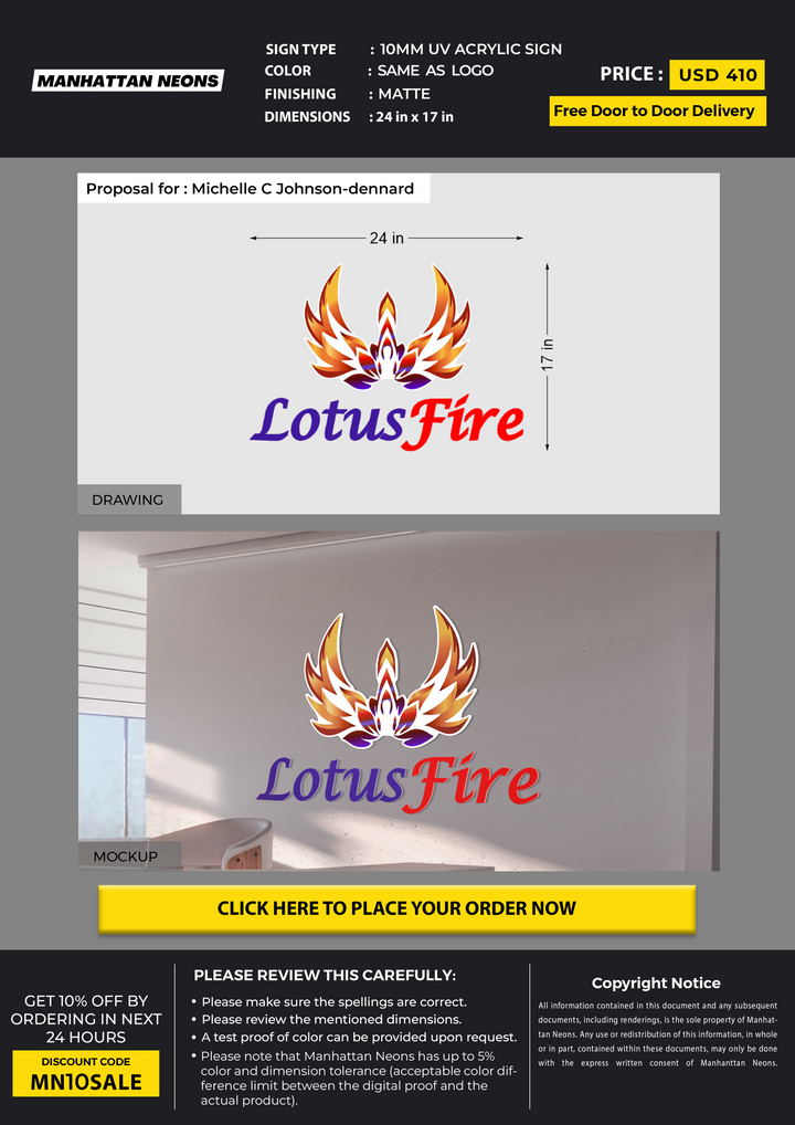 10mm acrylic sign for Michelle C Johnson-dennard