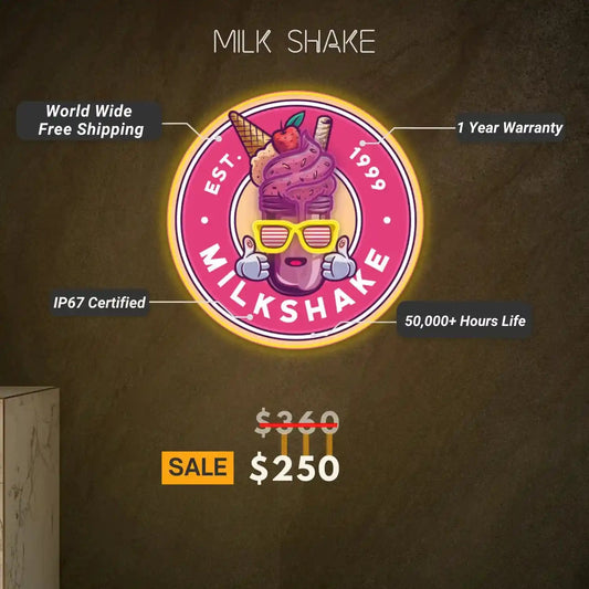 MILKSHAKE UV ART LED NEON SIGN