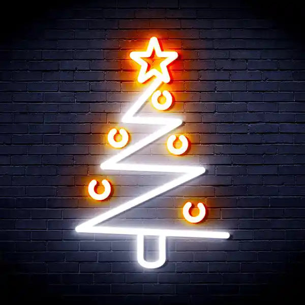 Modern Tree Merry Christmas Neon Sign by manhattanneons.com - Add a contemporary festive touch with this modern tree neon sign.