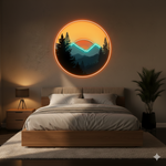 Mountain Sunset UV printed LED neon sign by Neon.Shop glowing on a wall as modern nature-inspired neon décor