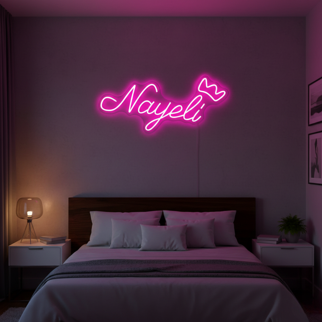 Nayeli Name LED Neon Sign in premium LED tubing, custom wall-mounted décor by Neon.Shop for home and parties.